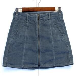 American Eagle Womens 00 Hi-Rise A-Line‎ Skirt Blue Corduroy Wide Wale Academia